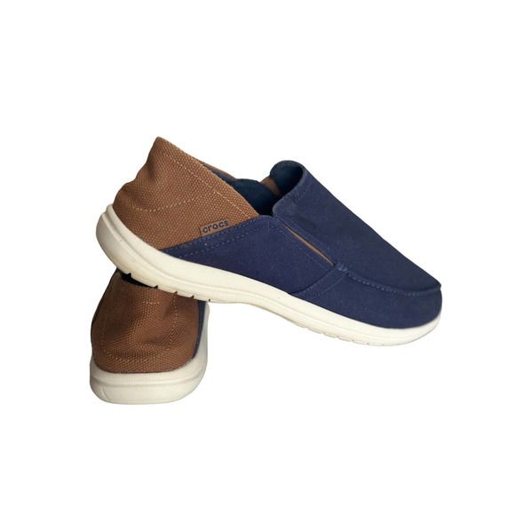 CROCS Santa Cruz Mens Blue Brown Canvas Convertible Slip On Loafer Shoe- Size 13 main image 7
